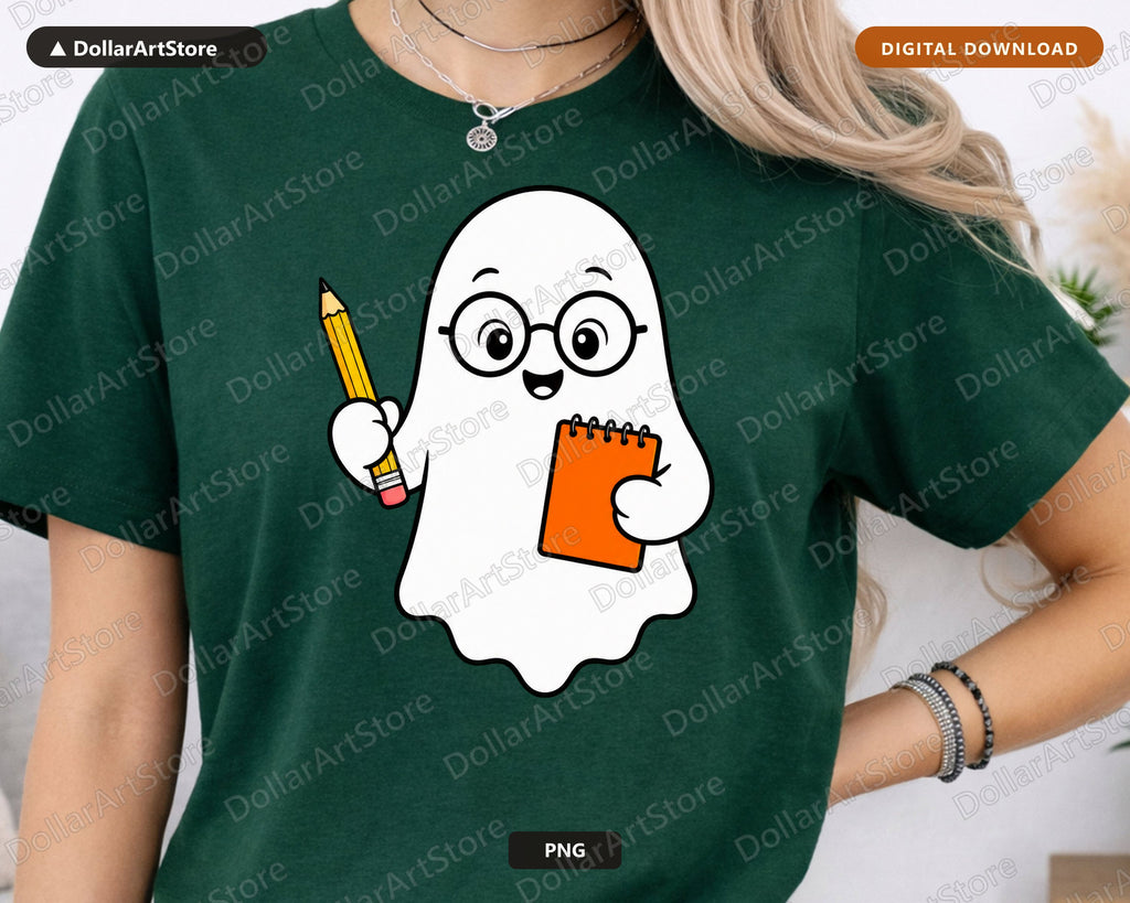 Bookish Ghost PNG, Cute Character Design, Sublimation Shirt Design Digital Download
