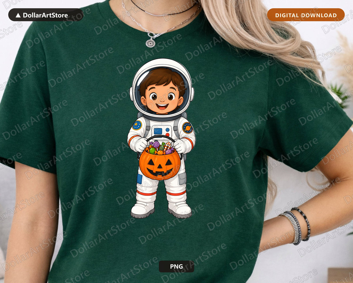 Cute Astronaut Halloween Costume Kid PNG, Sublimation Design Digital Download