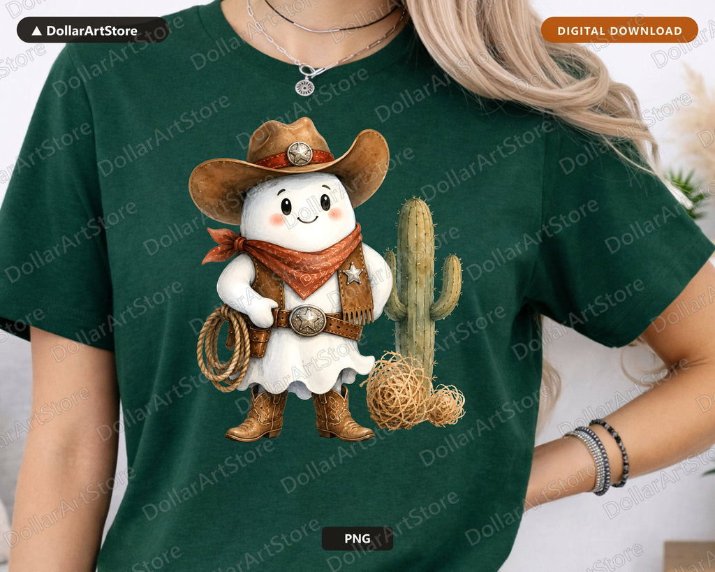 Cowboy Ghost PNG, Western Sublimation Design, Shirt & Tumbler Print Download