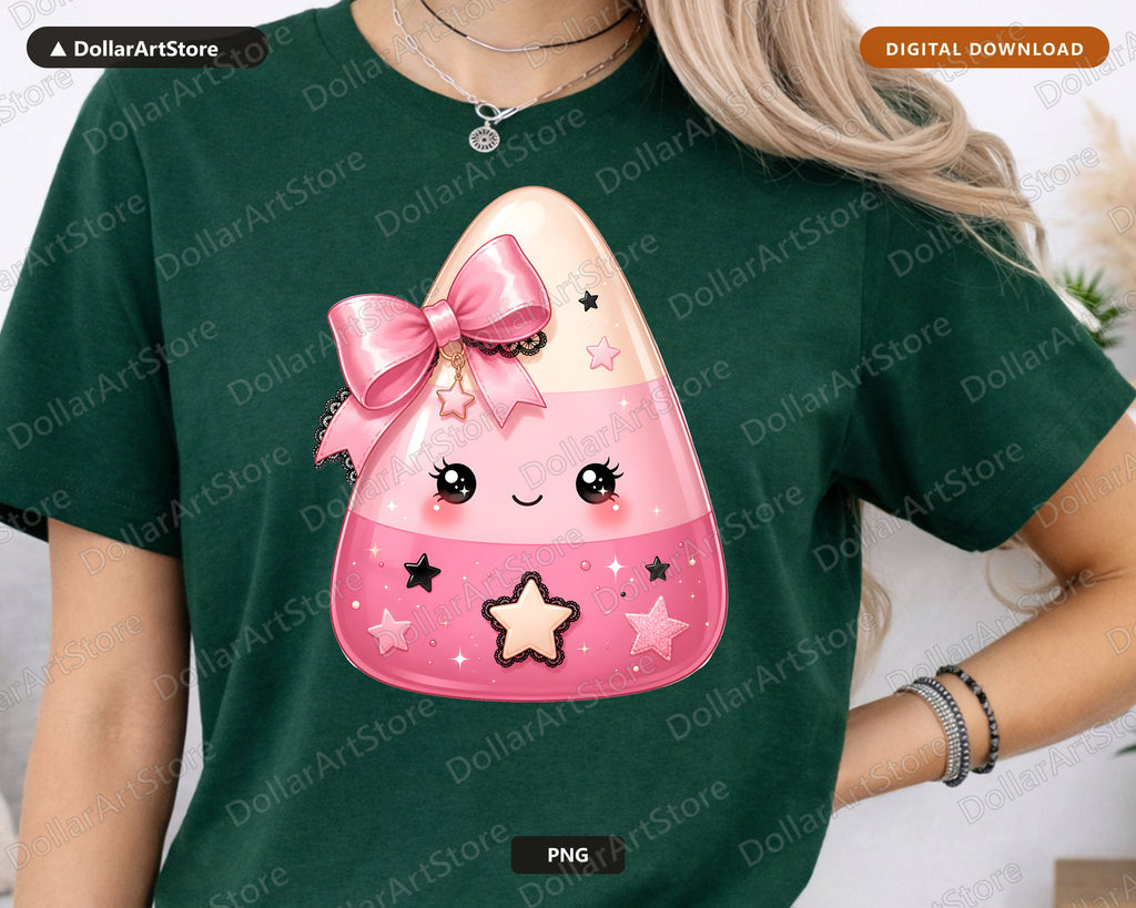 Coquette Candy Corn PNG, Cute Halloween Sublimation Design, Shirt Print Digital Download