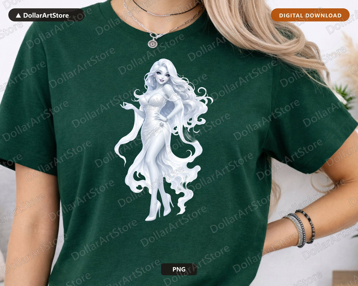 Elegant Ghost Girl PNG, Sublimation Design, Digital Download for Shirts