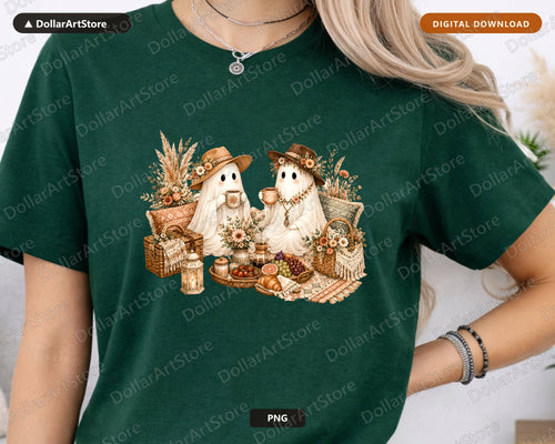 Boho Ghost PNG, Autumn Sublimation Design, Shirt & Tumbler Print Digital Download