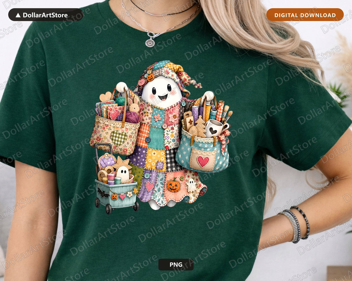 Crafting Ghost PNG, Sublimation Design, Fall Shirt & Tumbler Design