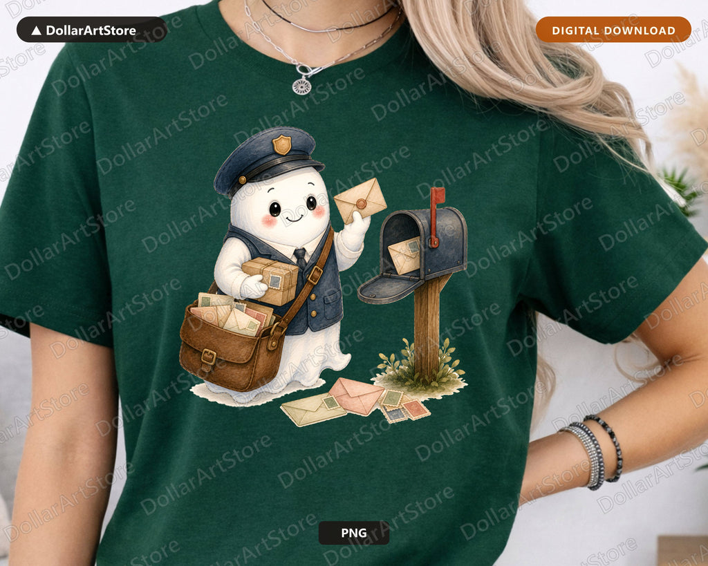 Cute Postman Ghost PNG, Sublimation Design, Shirt Design Digital Download