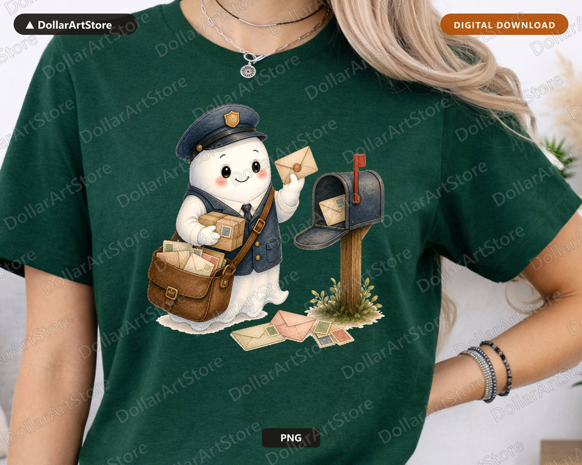 Cute Postman Ghost PNG, Sublimation Design, Shirt Design Digital Download