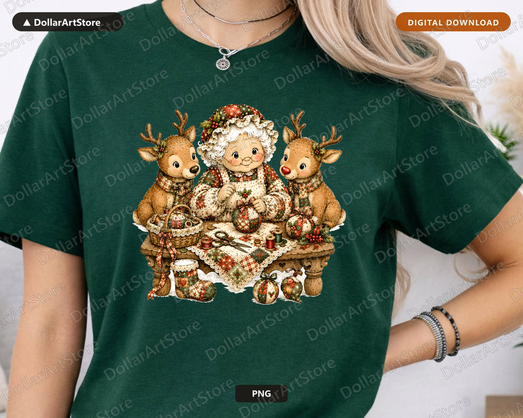 Santa Patchwork PNG, Christmas Sublimation Design, Holiday Shirt Design Download