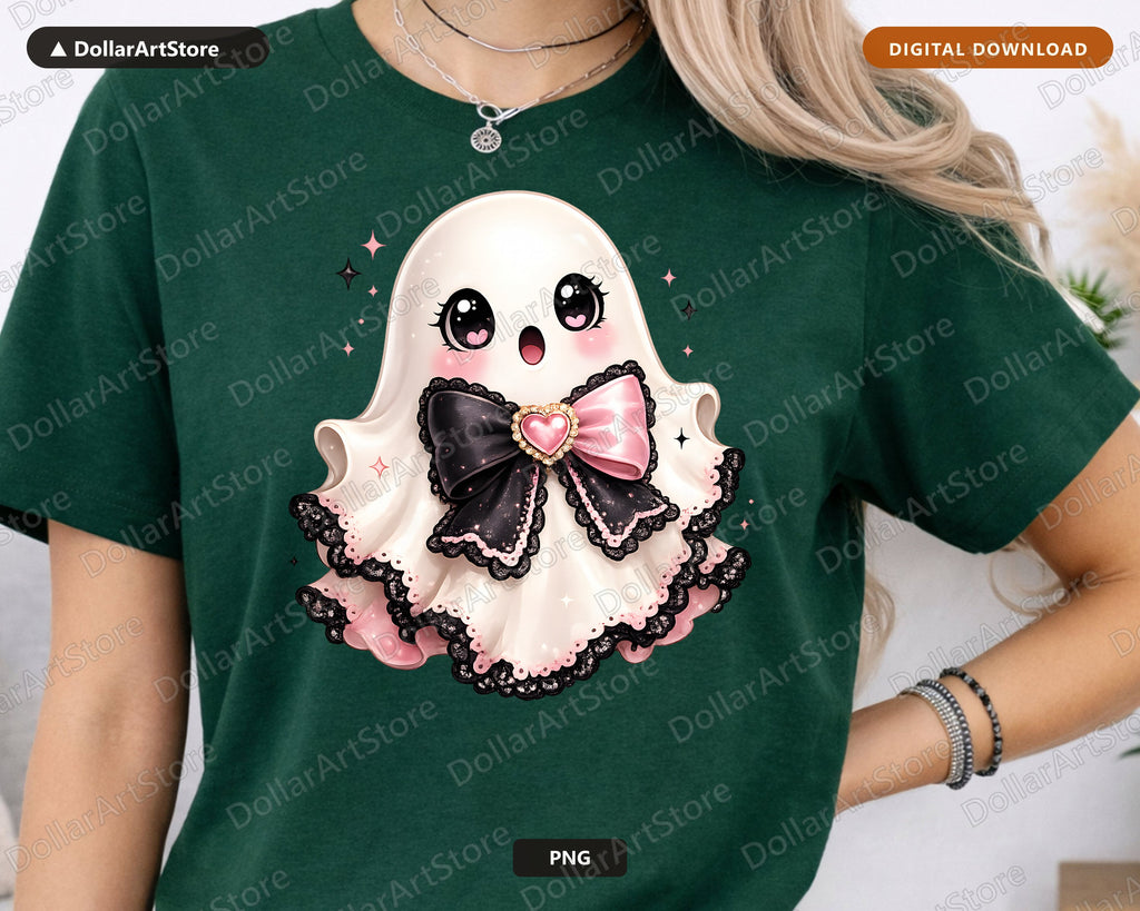 Coquette Halloween Ghost PNG, Sublimation Design, Shirt Print Digital Download