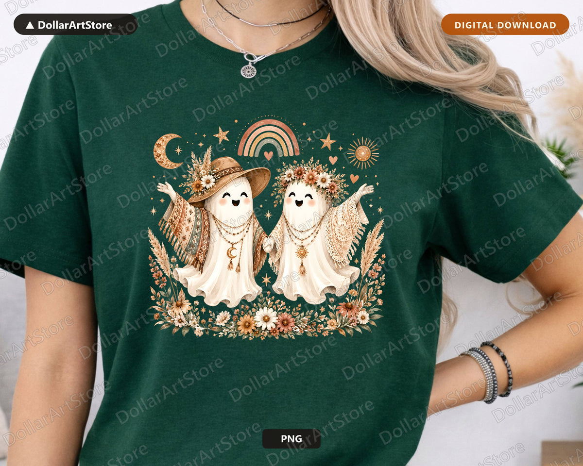 Boho Ghost PNG, Sublimation Design, Halloween Shirt & Tumbler PNG Digital Download