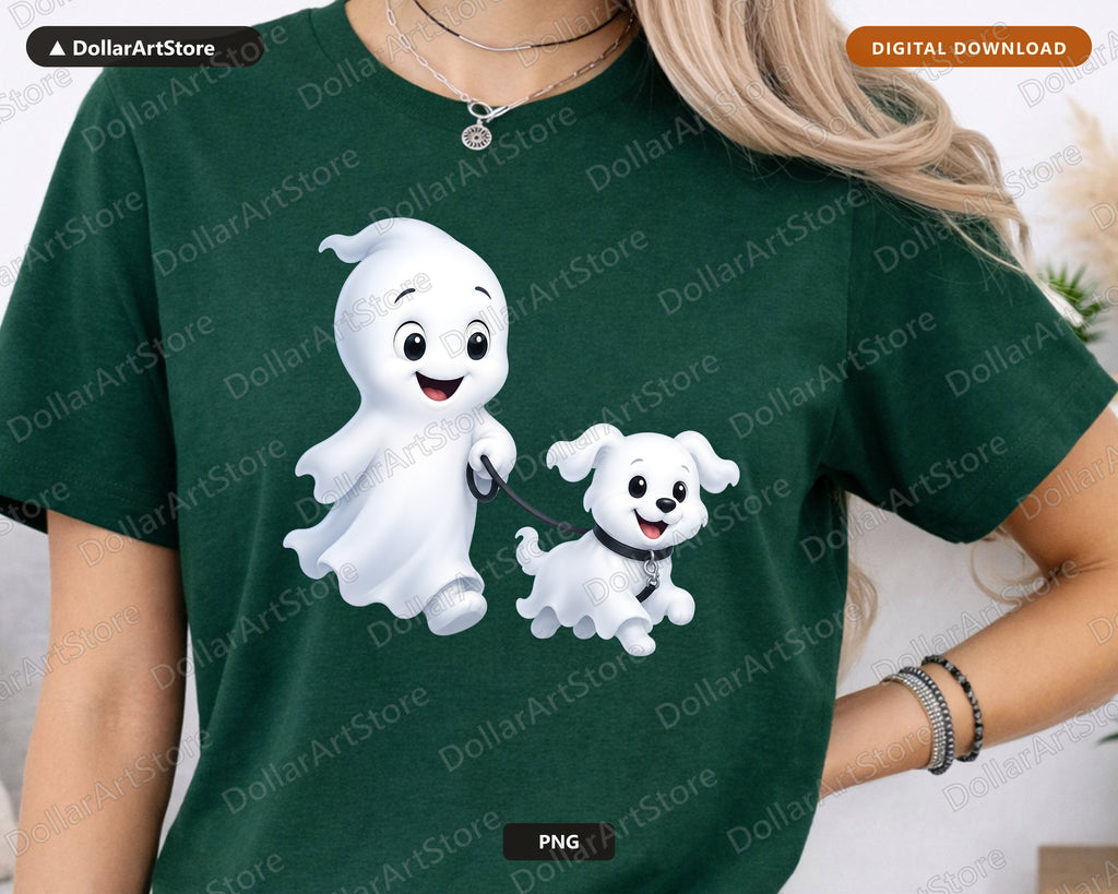 Cute Halloween Ghost PNG, Friendly Ghost Dog Digital Download Sublimation Design