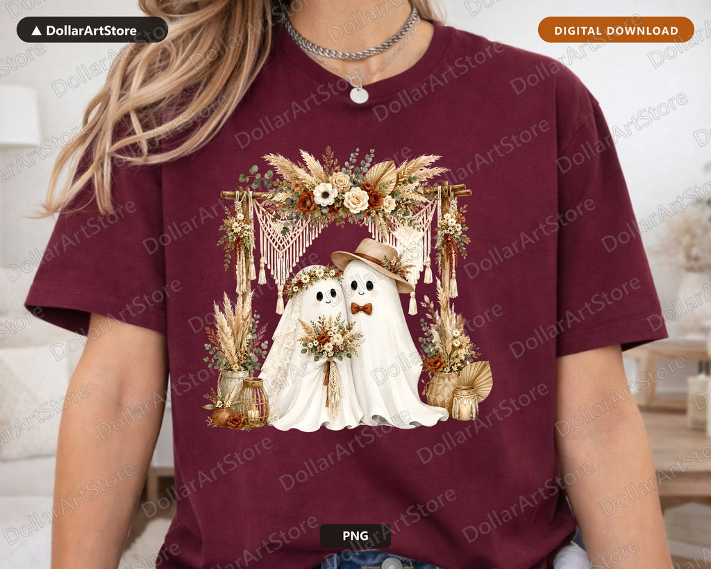 Boho Ghost PNG, Sublimation Design, Fall Autumn Shirt Design Digital Download