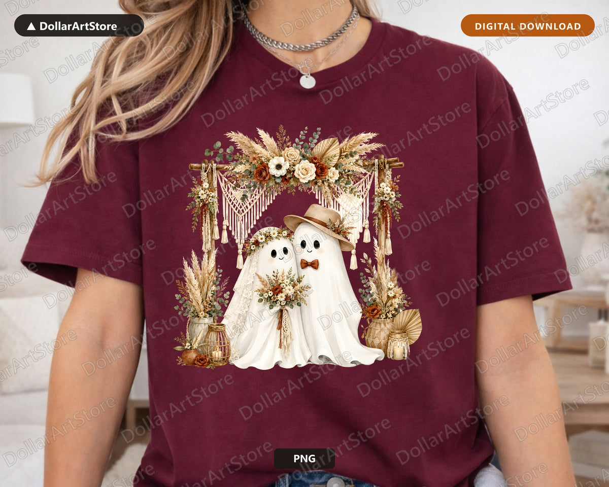 Boho Ghost PNG, Sublimation Design, Fall Autumn Shirt Design Digital Download