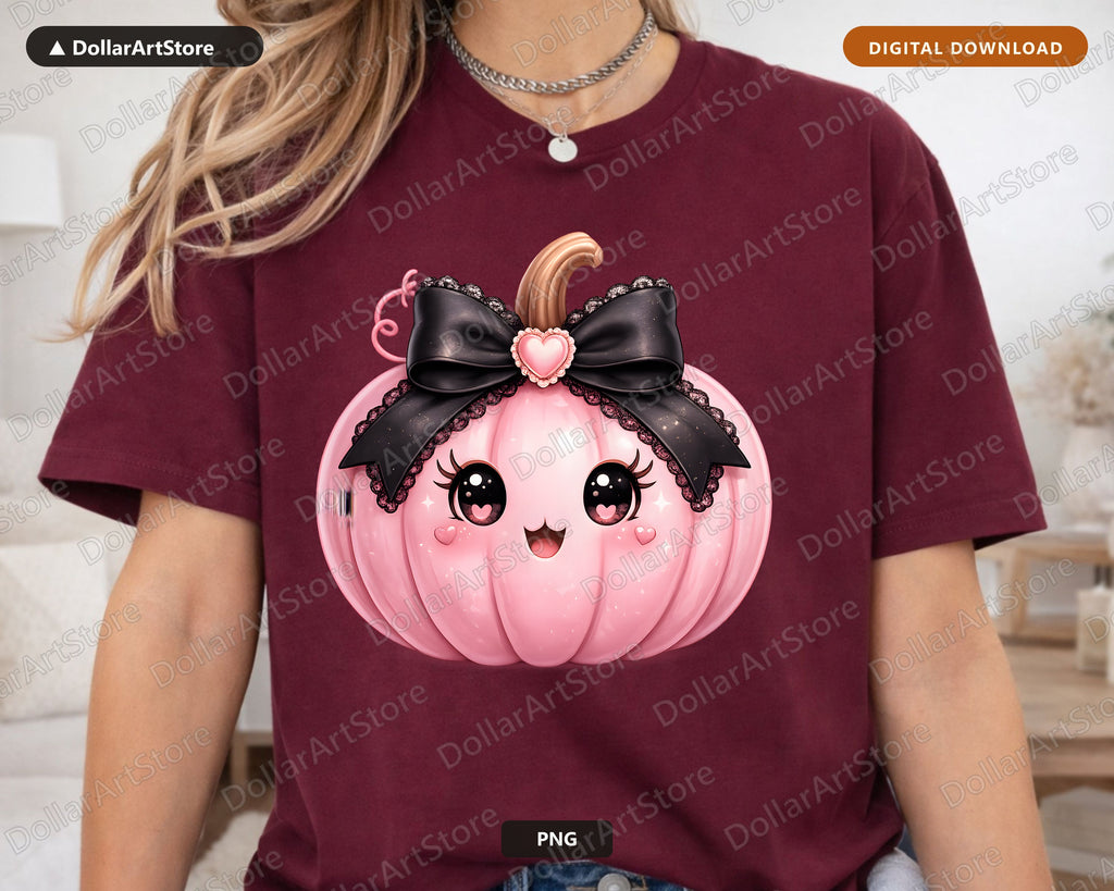 Coquette Pink Pumpkin PNG, Halloween Sublimation Design, Shirt Print Digital Download
