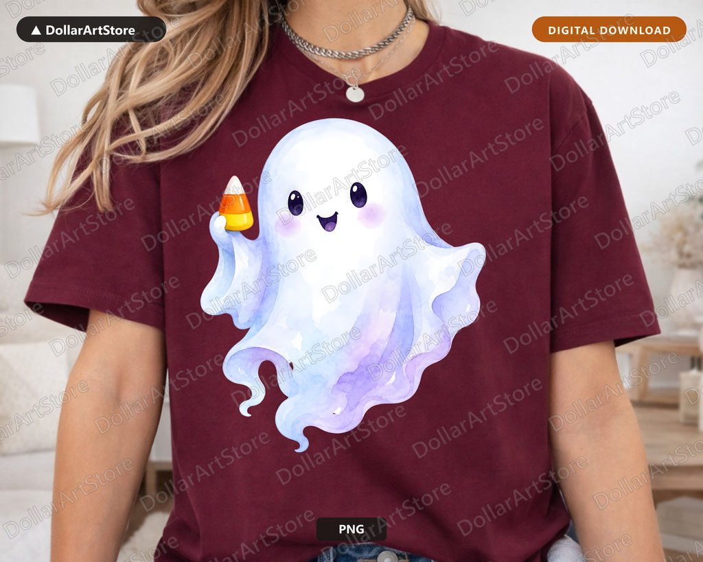Cute Halloween Ghost PNG, Sublimation Design, Shirt & Tumbler Digital Download