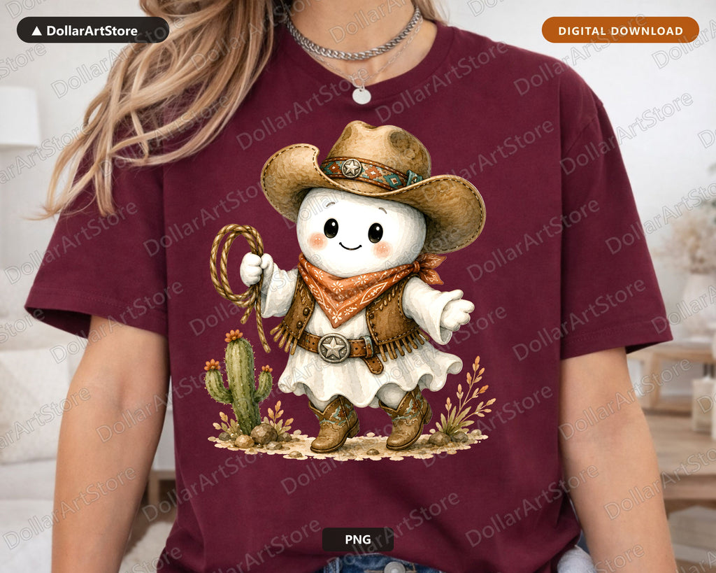 25 Cowboy Ghost PNG Bundle, Western Sublimation Designs, Shirt & Tumbler