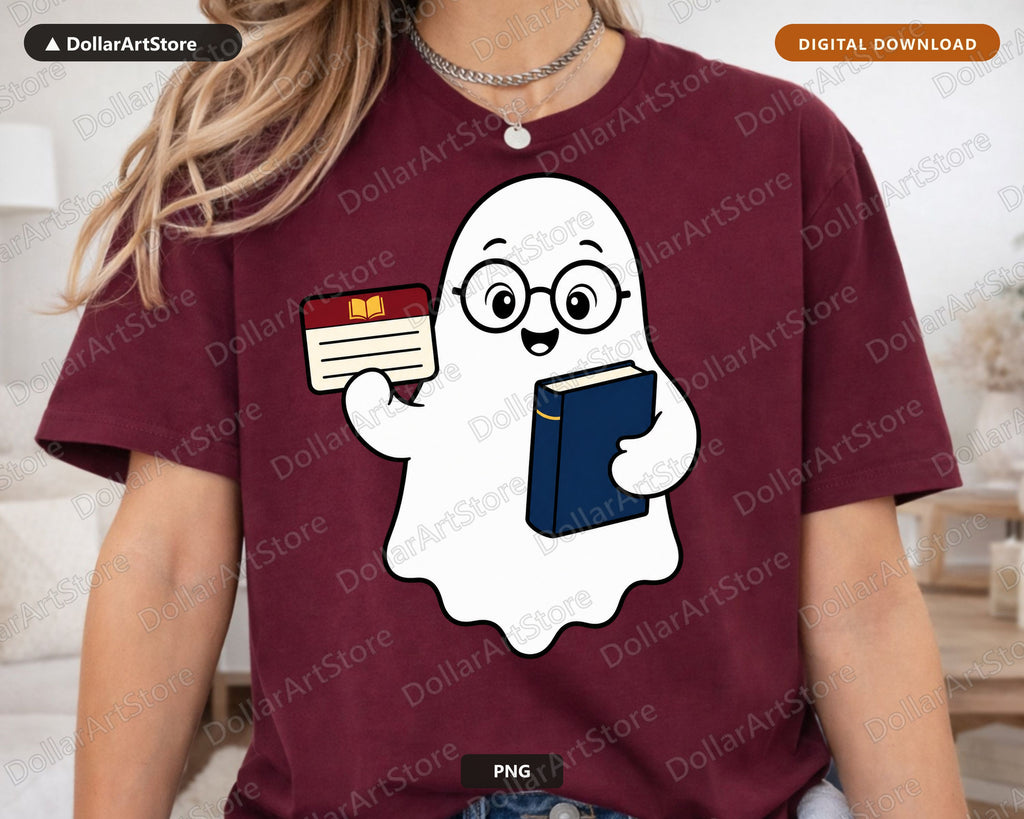 Bookish Ghost PNG, Sublimation Design, Reading Lover Shirt Design