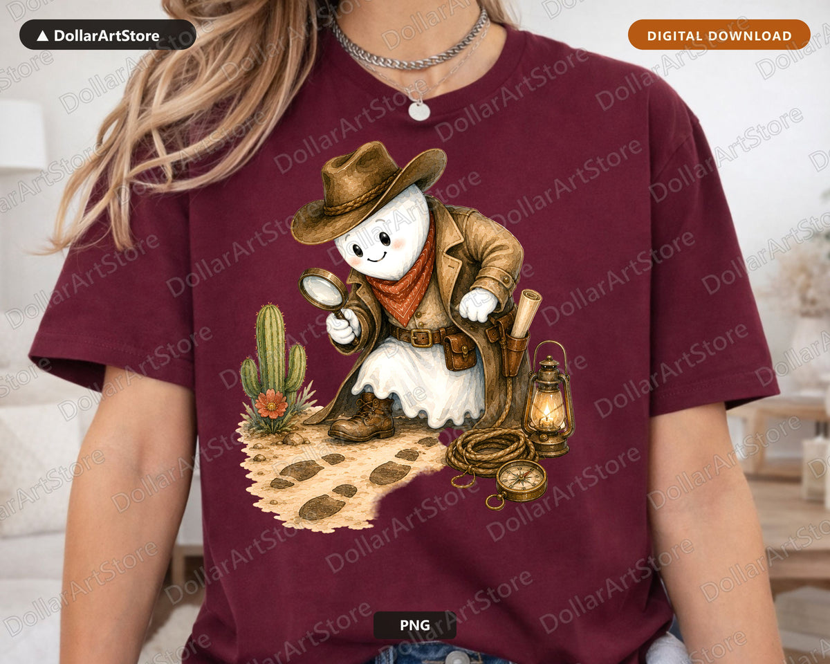 Western Cowboy Ghost PNG, Sublimation Design, Shirt & Tumbler Digital Download
