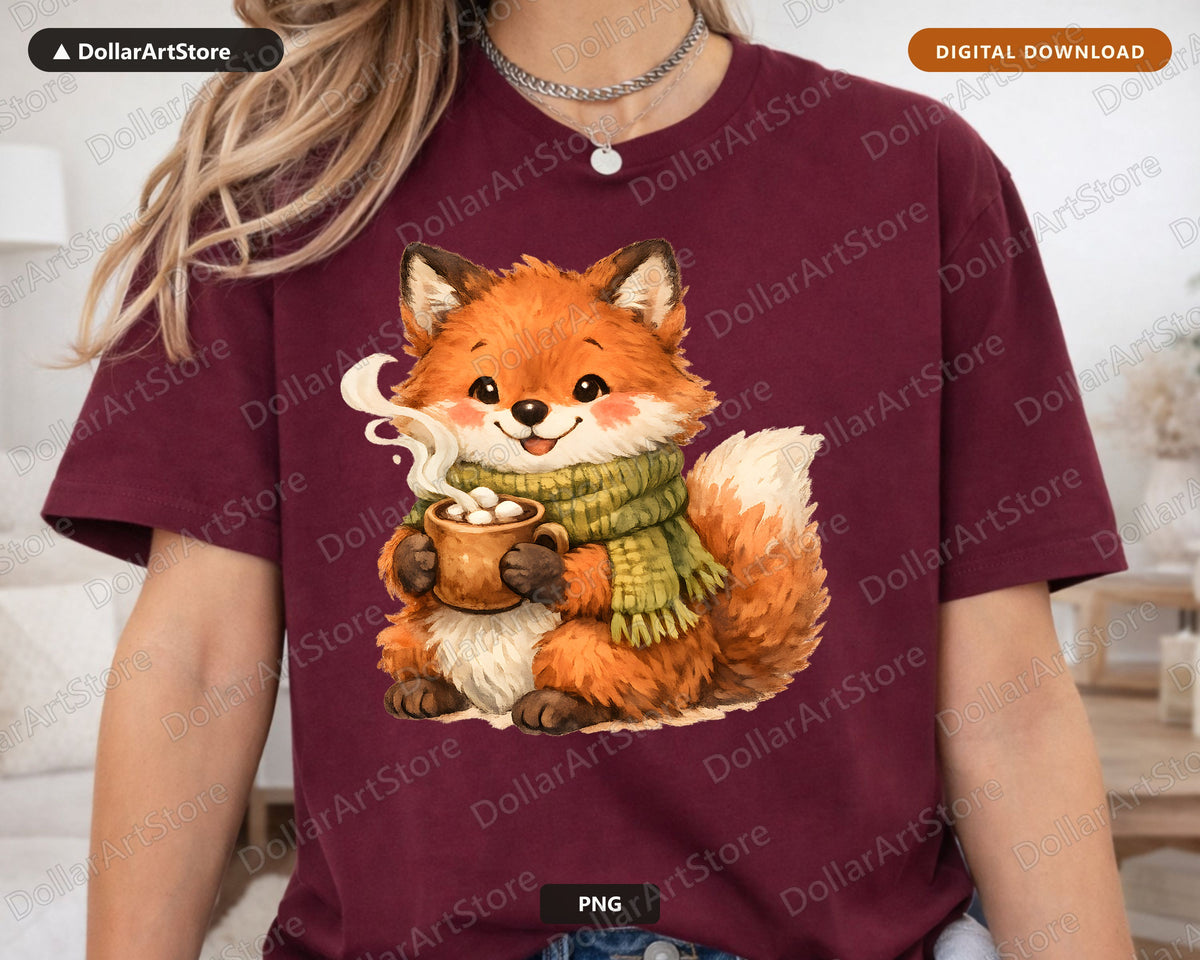 Cozy Fox PNG, Sublimation Design, Shirt Design Digital Download