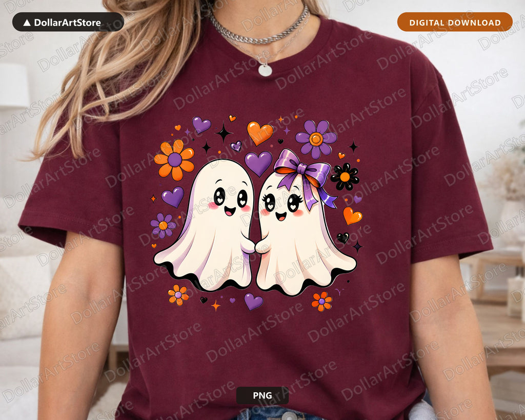 Cute Halloween Ghost PNG, Sublimation Design, Shirt Design Digital Download