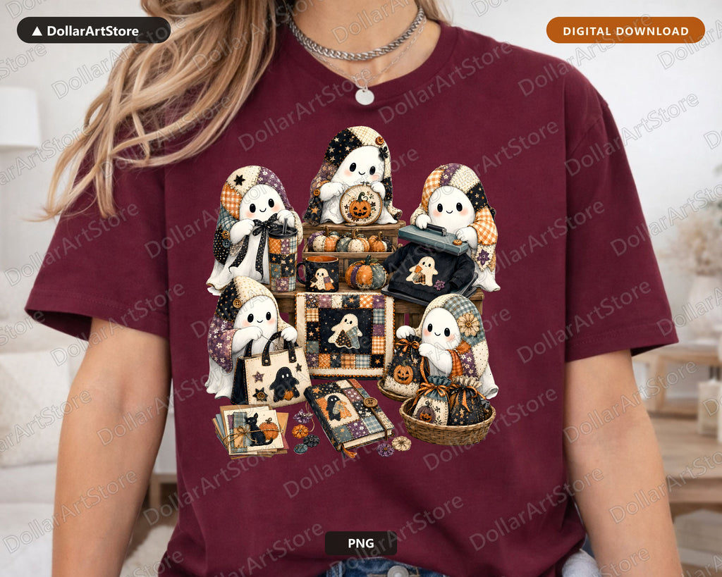 Crafting Ghost PNG, Halloween Sublimation Design, Spooky Planner Digital Download