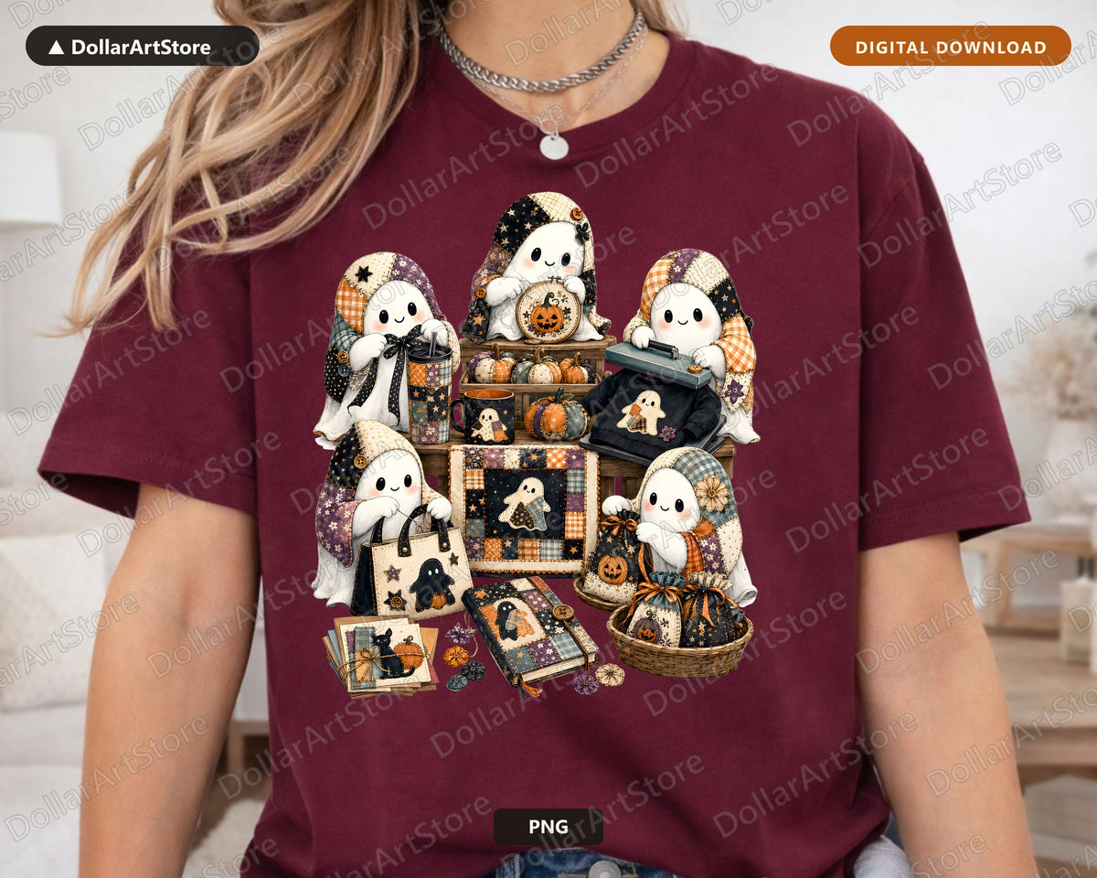 Crafting Ghost PNG, Halloween Sublimation Design, Spooky Planner Digital Download
