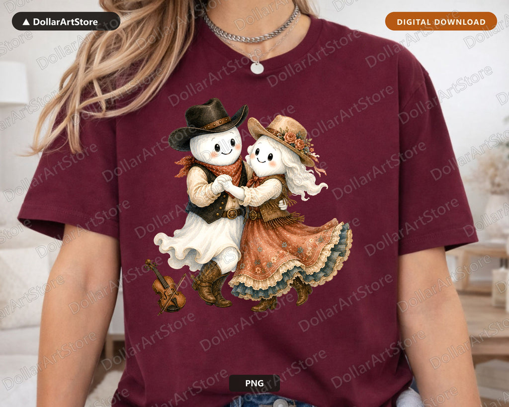 Western Cowboy Ghost PNG, Sublimation Design, Shirt Design Digital Download