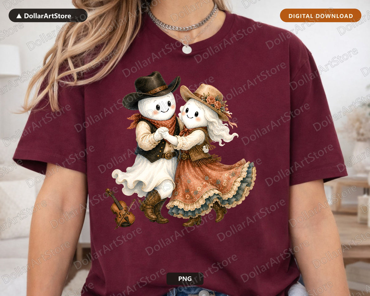 Western Cowboy Ghost PNG, Sublimation Design, Shirt Design Digital Download