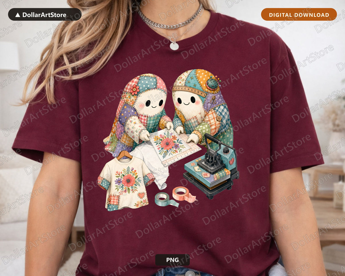 Crafting Ghost PNG, Sublimation Design, Cute Character Digital Download