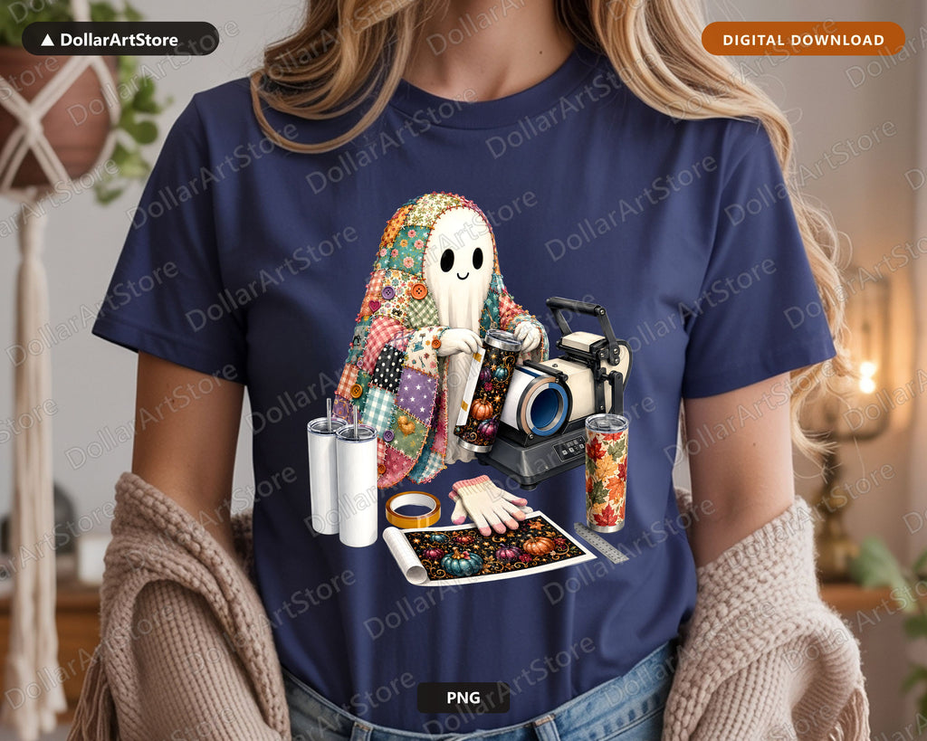 Crafting Ghost PNG, Sublimation Design, Tumbler Shirt Design Digital Download