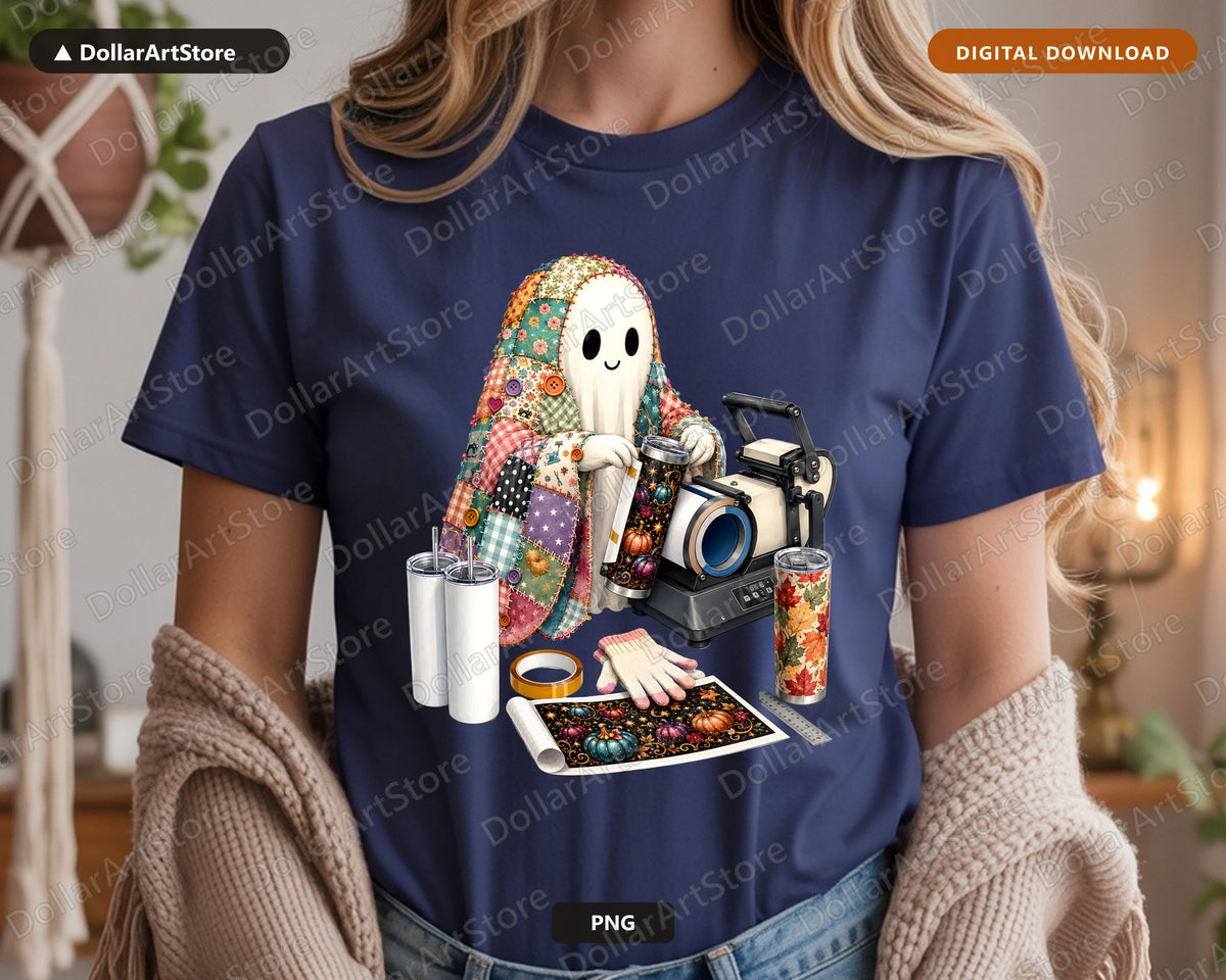 Crafting Ghost PNG, Sublimation Design, Tumbler Shirt Design Digital Download