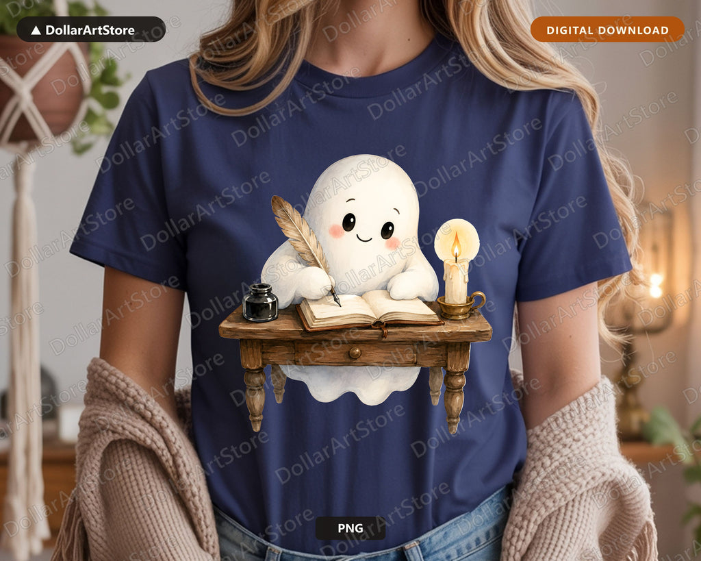 Bookish Ghost PNG, Sublimation Design, Shirt & Tumbler Print Digital Download