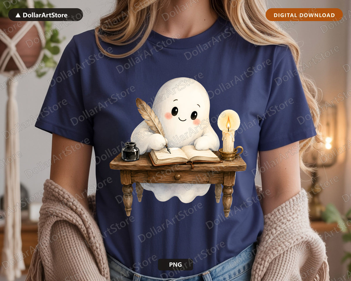 Bookish Ghost PNG, Sublimation Design, Shirt & Tumbler Print Digital Download