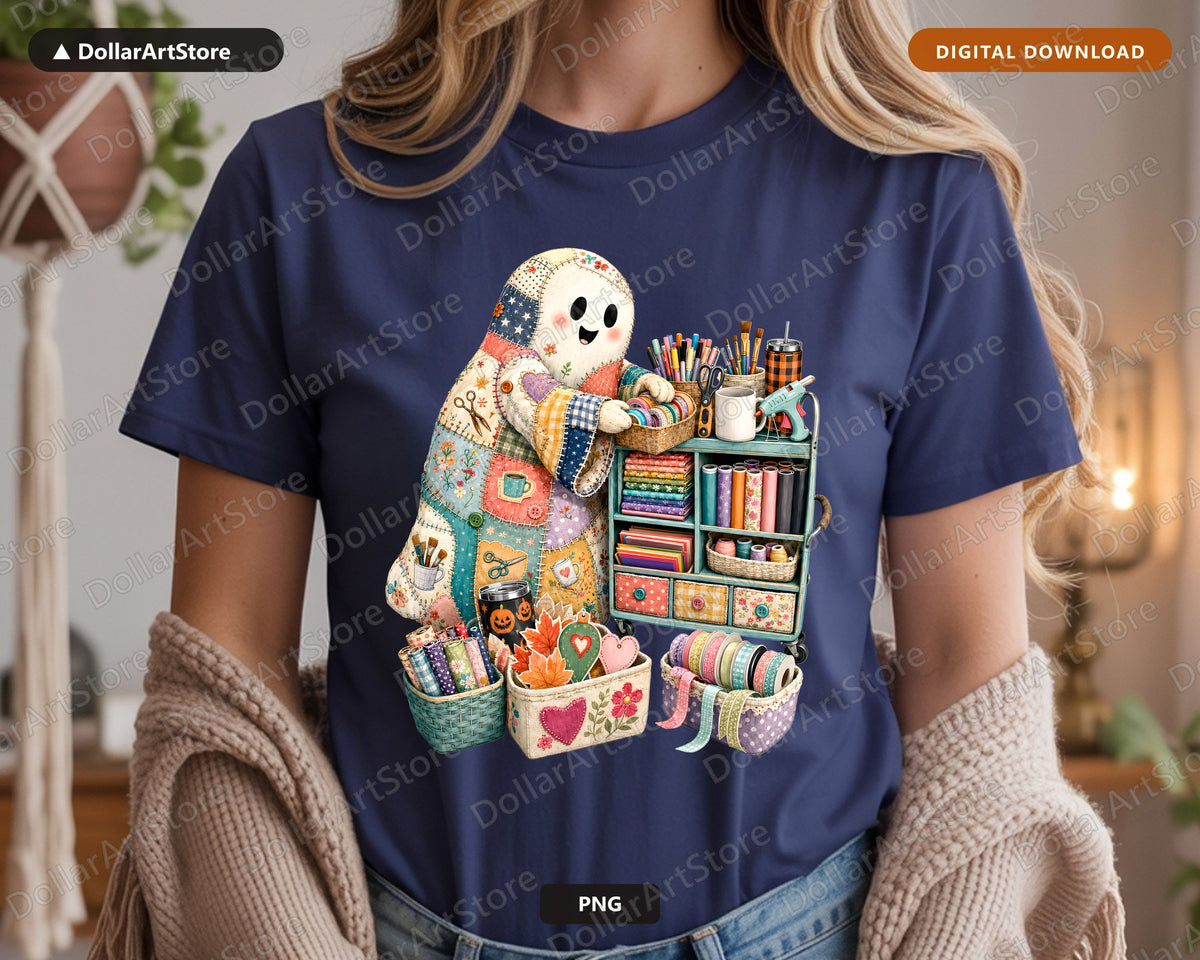 25 Crafting Ghost PNG Bundle, Sublimation Designs, Print-on-Demand