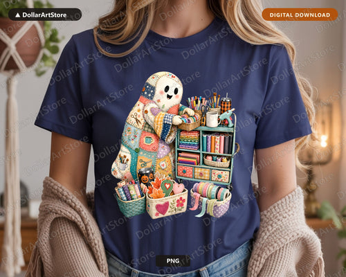 25 Crafting Ghost PNG Bundle, Sublimation Designs, Print-on-Demand