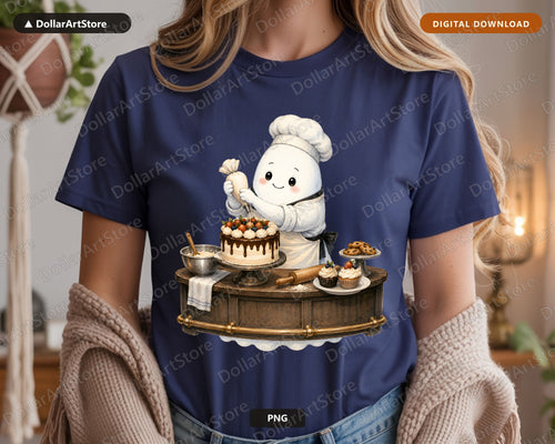 Baker Ghost PNG, Sublimation Design, Shirt & Tumbler Digital Download