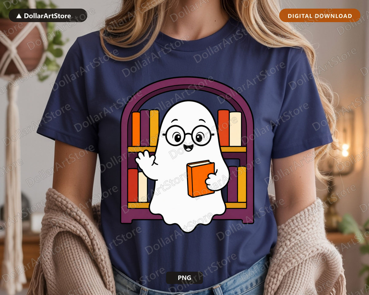 Bookish Ghost PNG, Sublimation Design, Shirt & Tumbler Digital Download