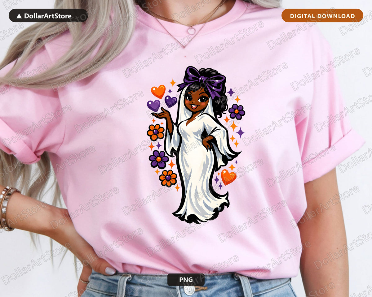 Cute Ghost Girl PNG, Halloween Sublimation Design, Shirt & Tumbler Digital Download