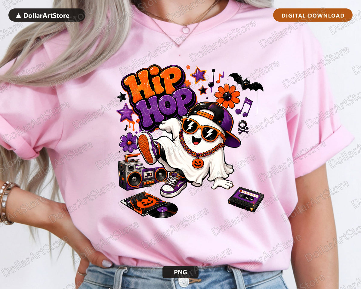 Hip Hop Ghost PNG, Halloween Sublimation Design, Shirt Design Digital Download