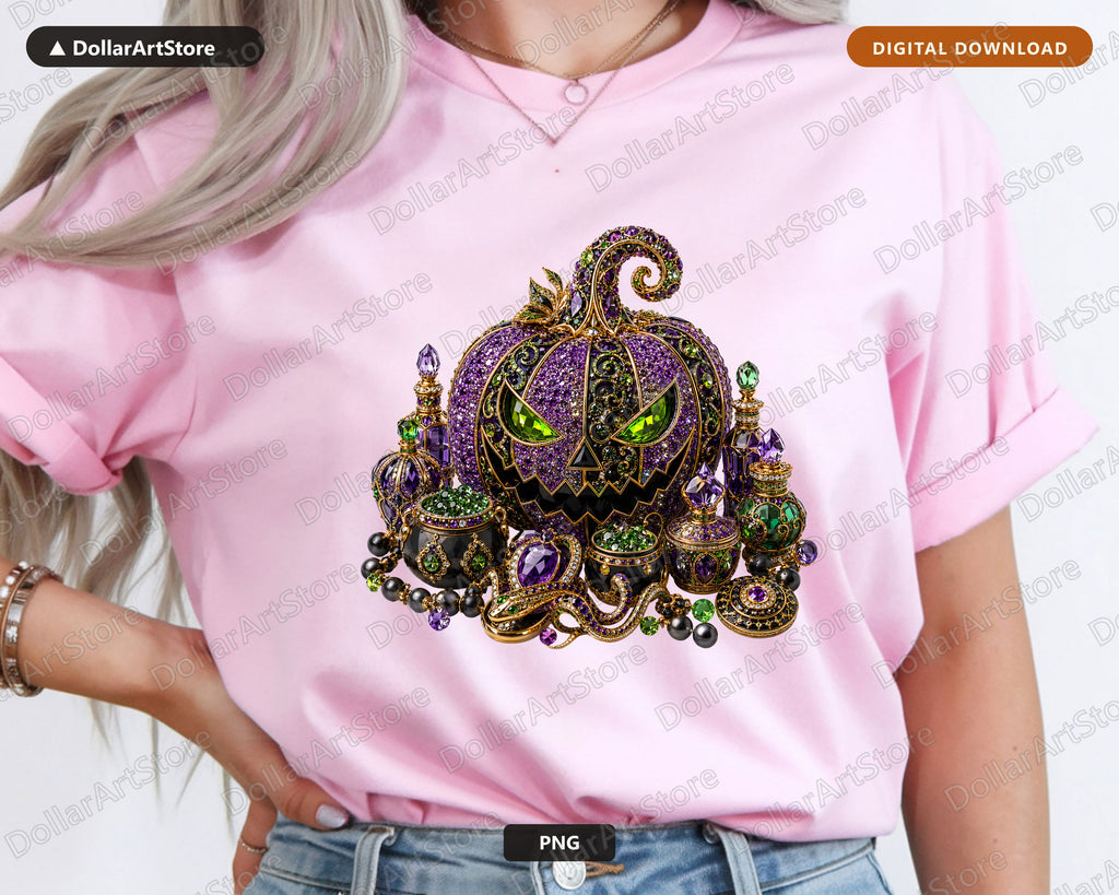 Gothic Ornate Pumpkin PNG, Luxury Halloween Design, Sublimation Shirt Print
