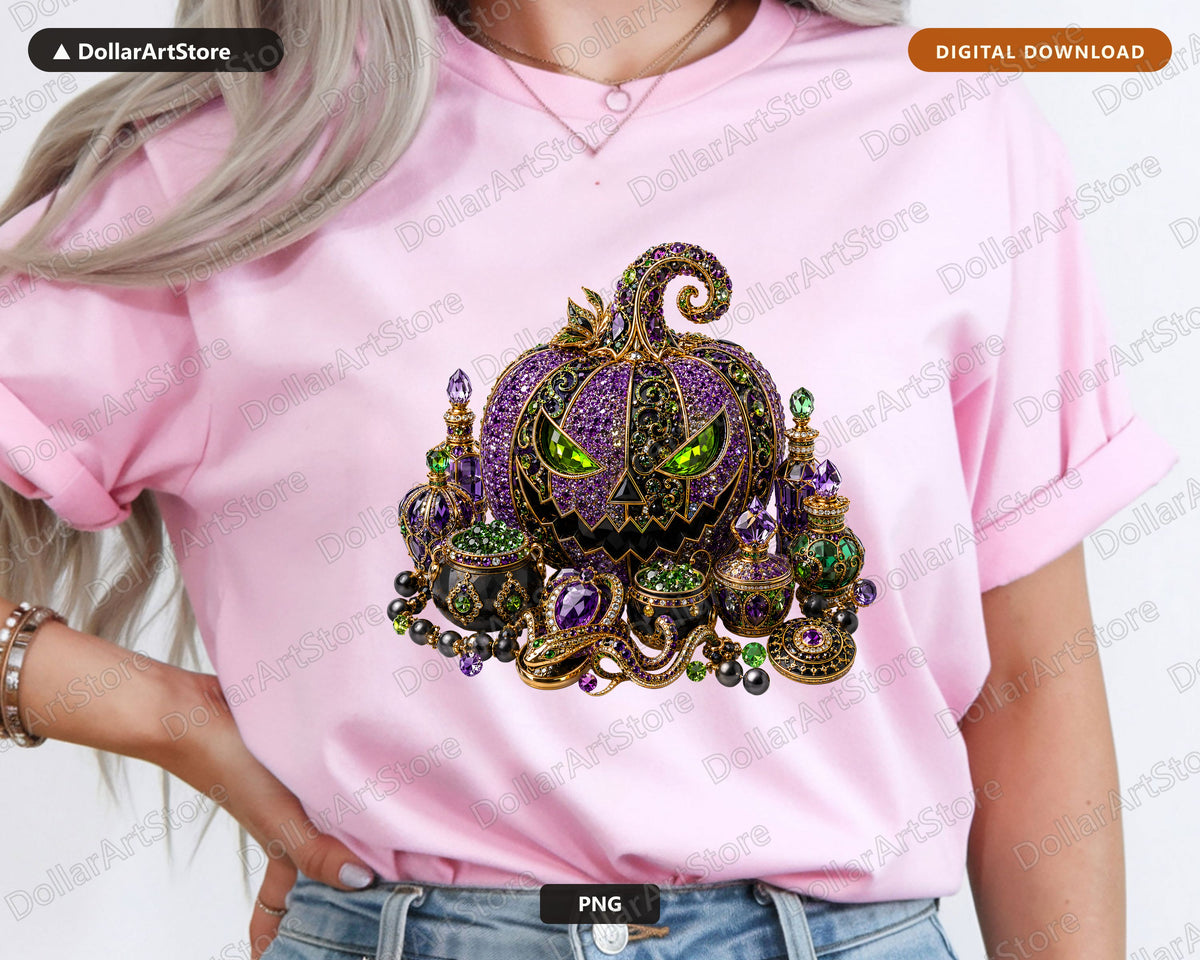 Gothic Ornate Pumpkin PNG, Luxury Halloween Design, Sublimation Shirt Print