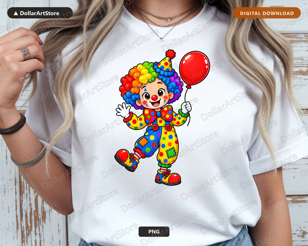 Cute Clown PNG, Kids Party Sublimation Design, Instant Digital Download