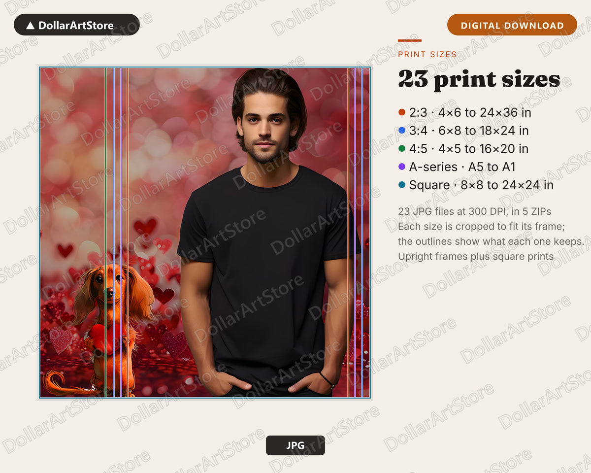 Man and Dog Love Portrait Printable Wall Art Digital Download