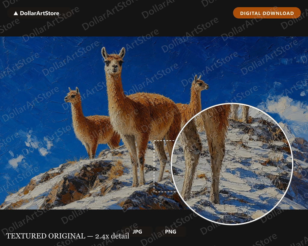 Arctic Llamas Frame TV Art, Samsung Frame TV Digital Download, 4K Textured Mountain Scenery