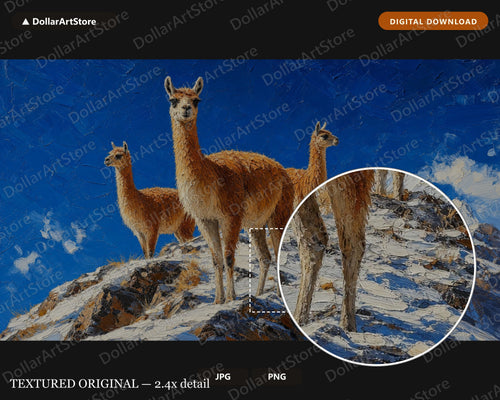Arctic Llamas Frame TV Art, Samsung Frame TV Digital Download, 4K Textured Mountain Scenery