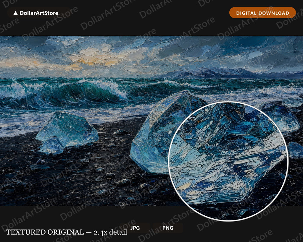 Cozy Arctic Glacier Frame TV Art, Samsung Frame Digital Download, 4K Textured Winter Scenery