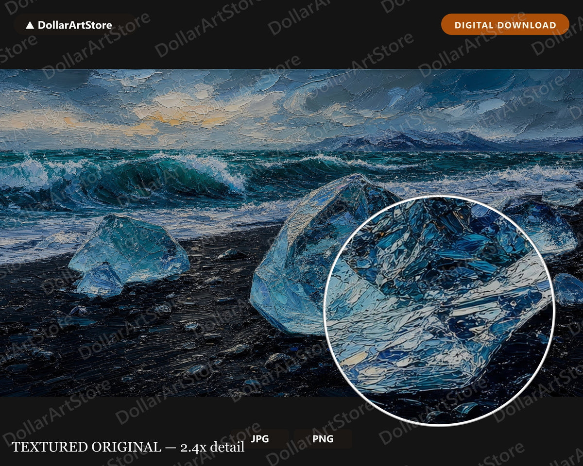 Cozy Arctic Glacier Frame TV Art, Samsung Frame Digital Download, 4K Textured Winter Scenery