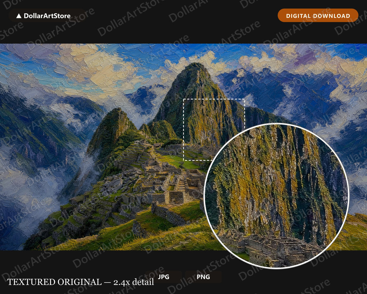 Machu Picchu Frame TV Art, Textured Mountain Scenery, Samsung Frame TV Digital Download 4K