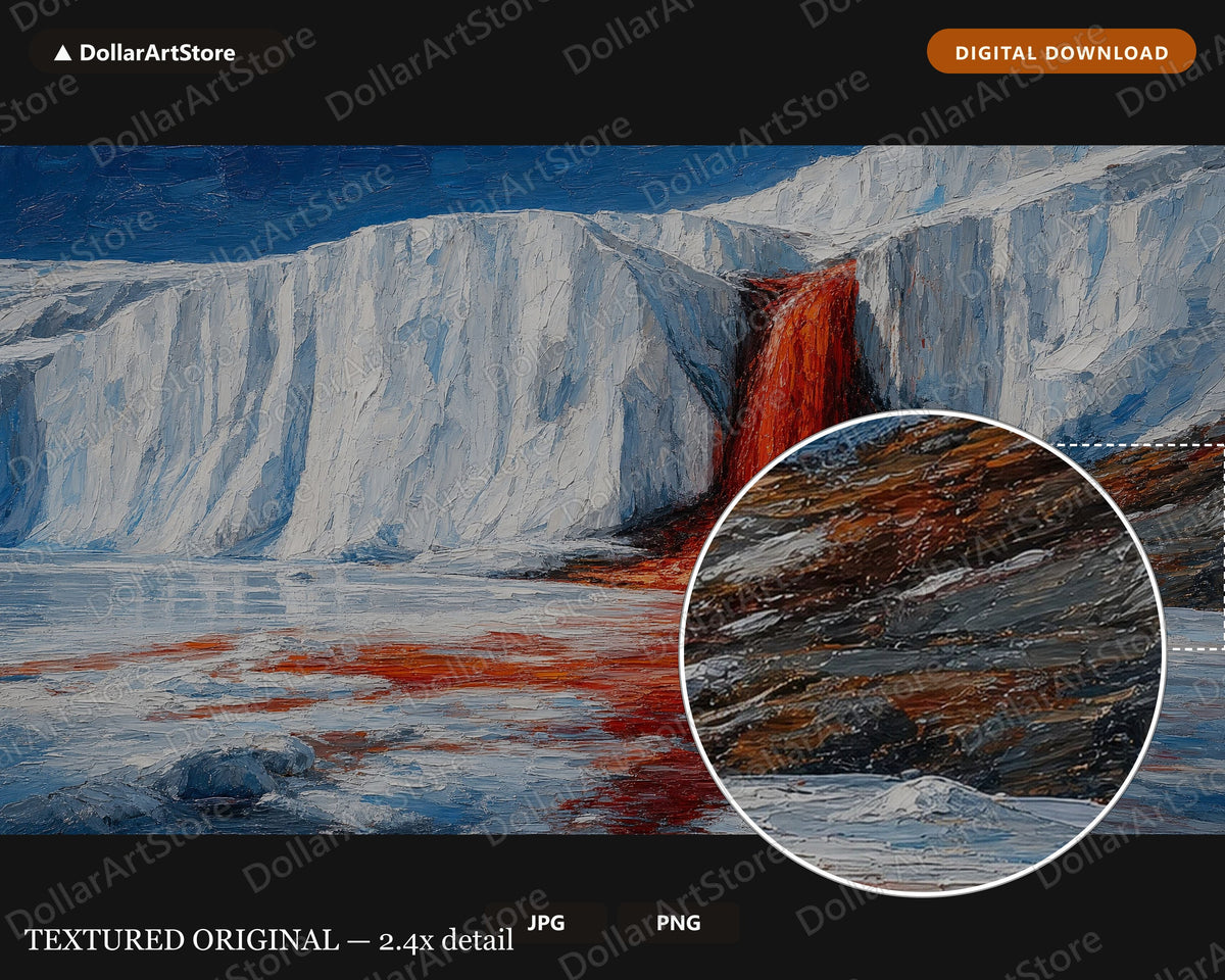 Bleeding Arctic Ice Cliffs Frame TV Art, Winter Landscape Samsung Frame TV Digital Download, 4K Textured Scenery
