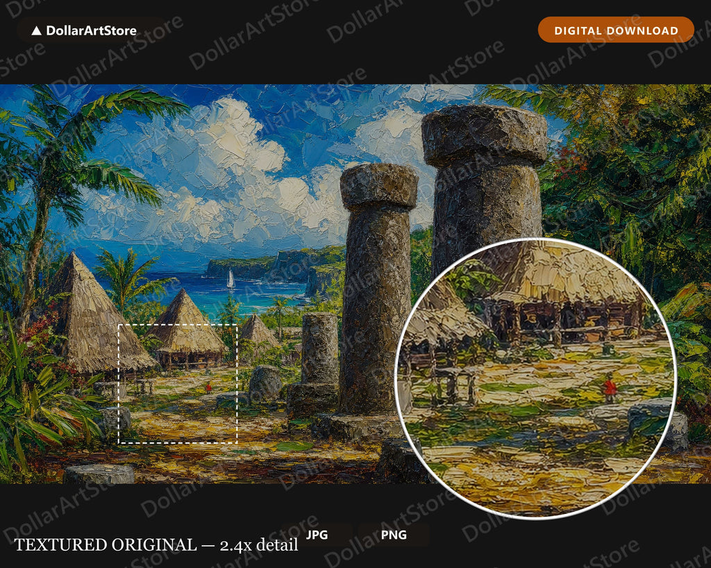 Tropical Latte Stones Frame TV Art, Guam Scenery 4K Digital Download, Samsung Frame TV Screensaver