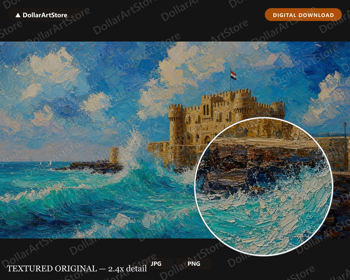 Cozy Middle East Citadel Frame TV Art, Samsung Frame TV Digital Download, 4K Coastal Scenery