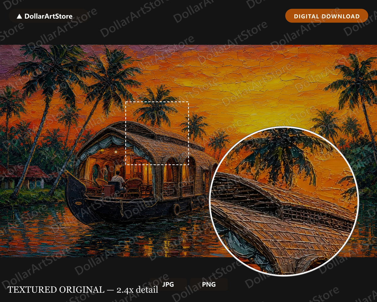 Cozy Tropical Houseboat Frame TV Art, Samsung Frame TV Screensaver, 4K Scenic Sunset Digital Download